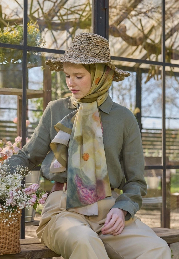 BLAIR PATTERN SILKY MODAL HIJAB - OIL GREEN