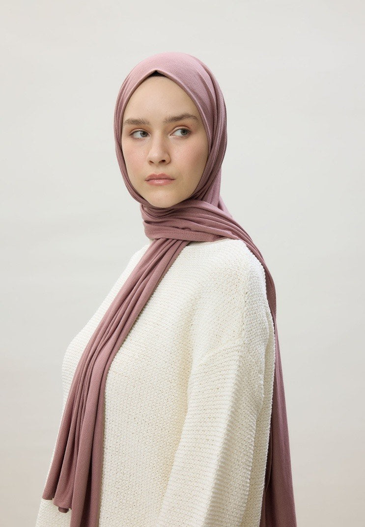 Jersey Cotton Hijab- Dusty Rose