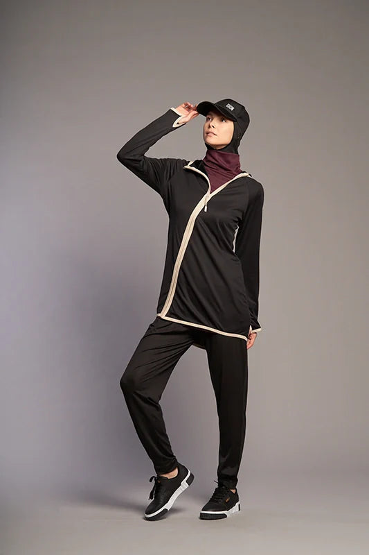 AURA-TECH Zippered Quick Dry Top– Black