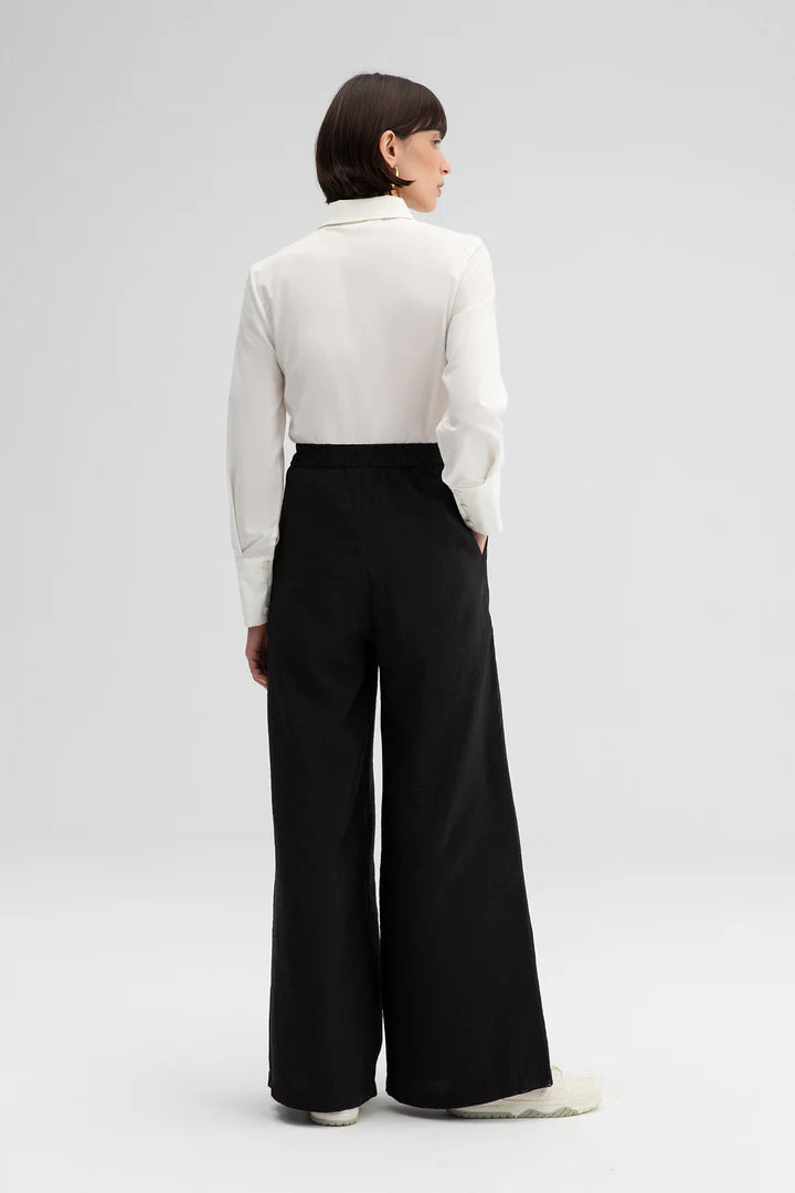 HIGH WAISTED CUPRA TROUSERS - BLACK