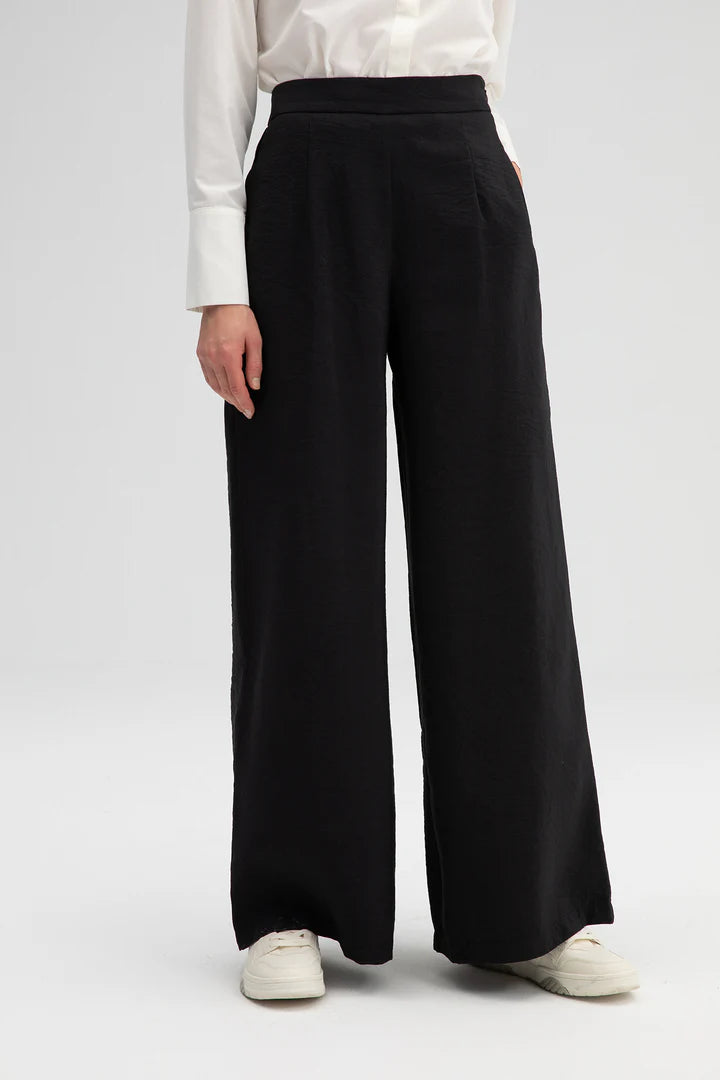 HIGH WAISTED CUPRA TROUSERS - BLACK