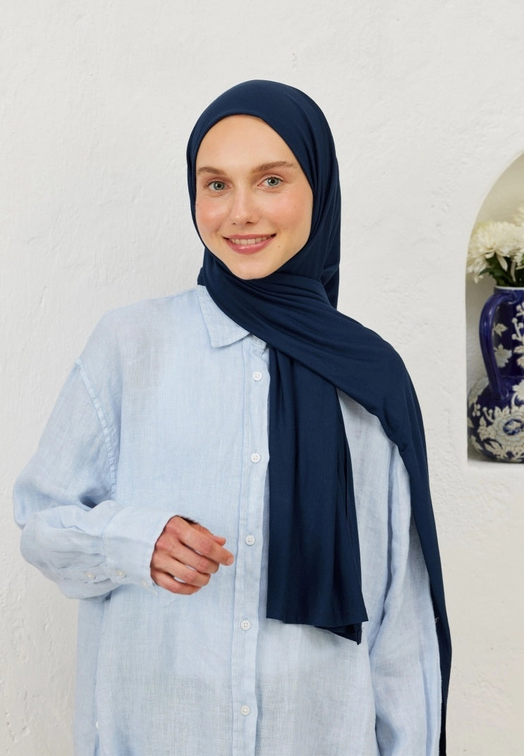 Jersey Cotton Hijab-Light Navy Blue