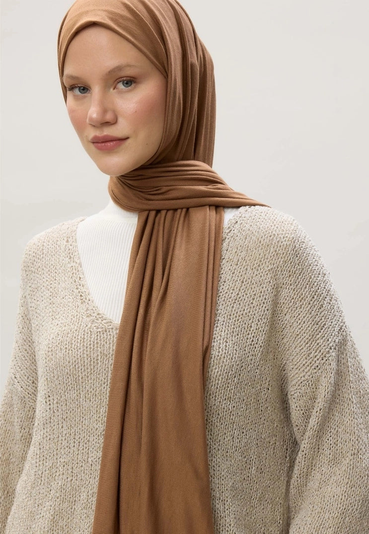 Jersey Cotton Hijab-Milk Coffee