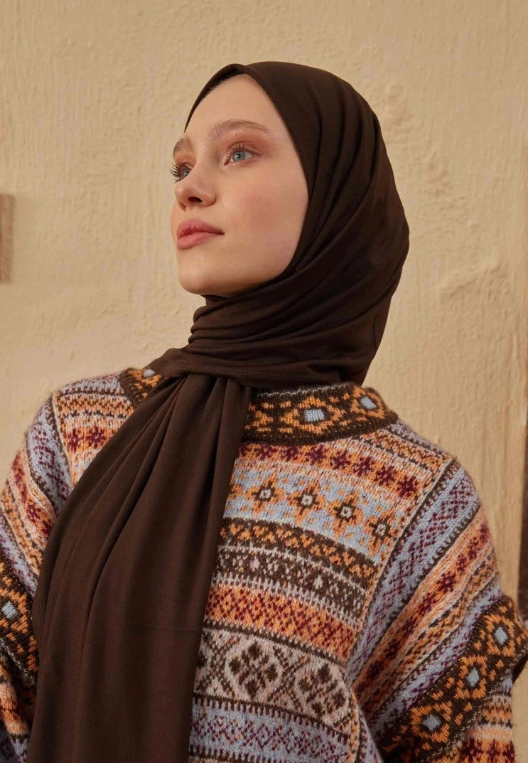 Jersey Cotton Hijab-Dark Coffee