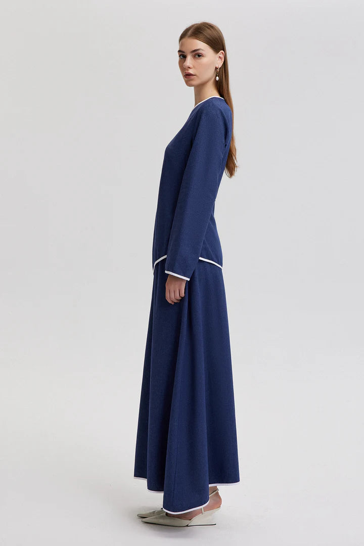 LINEN SET WITH CONTRAST PIPING DETAIL