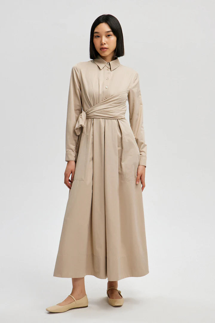 SHIRT DRESS WITH TIE DETAIL