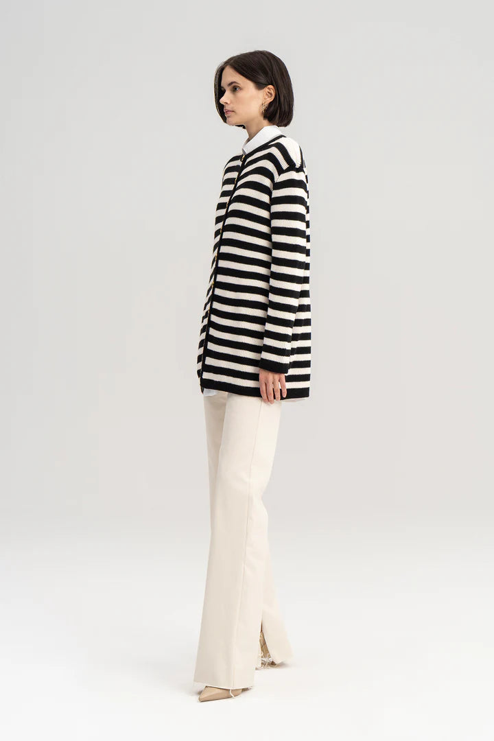 STRIPED CARDIGAN WITH GOLD BUTTONS