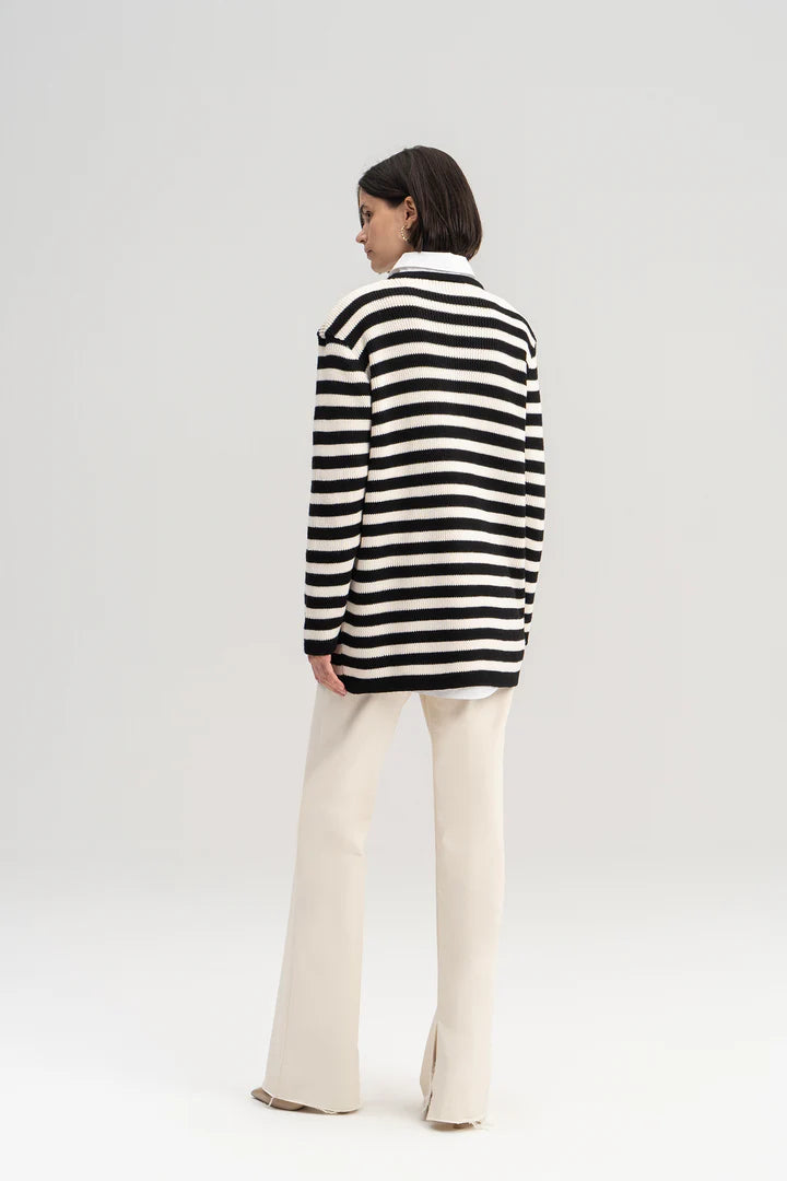 STRIPED CARDIGAN WITH GOLD BUTTONS