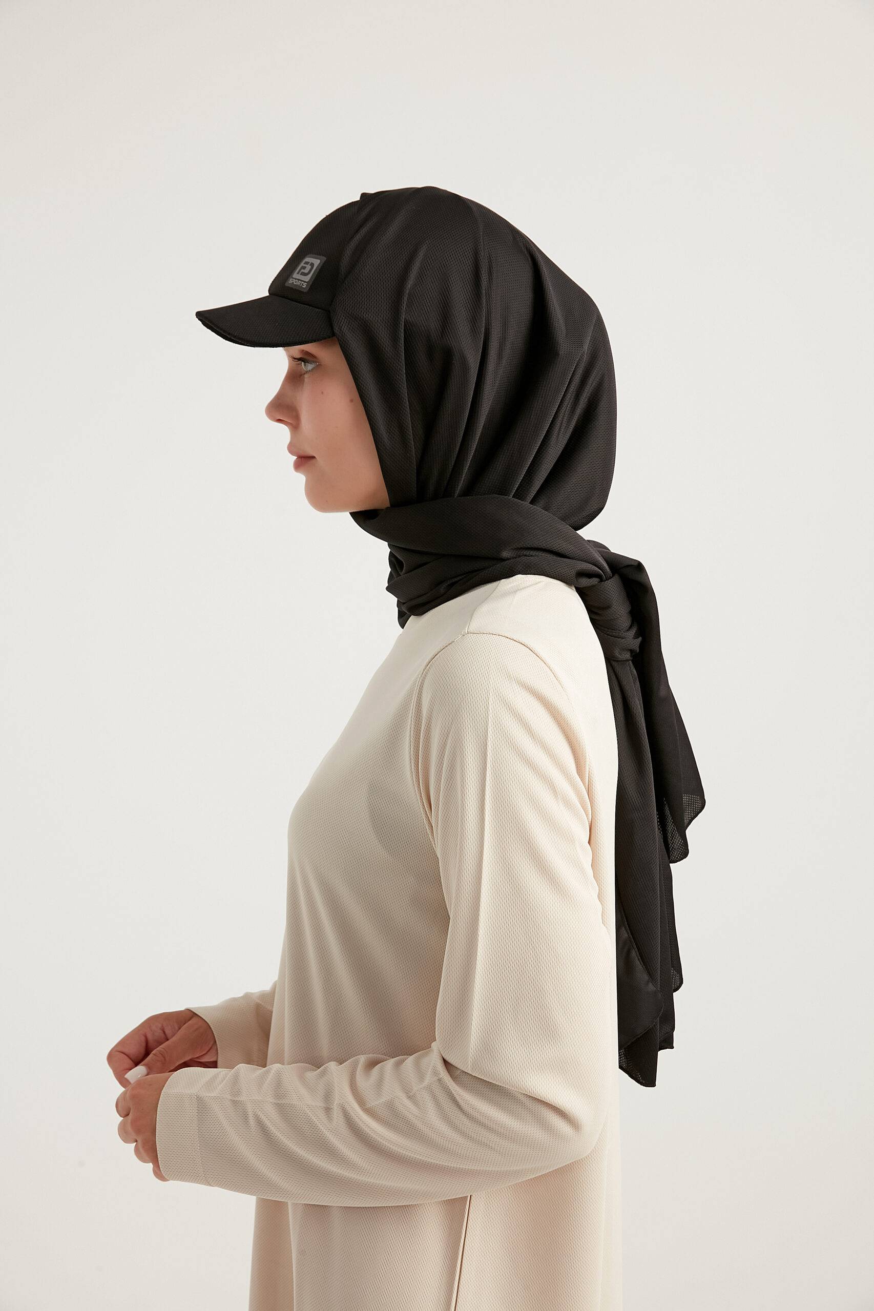 STYLE-HIJAB Capped Sports Shawl – Black