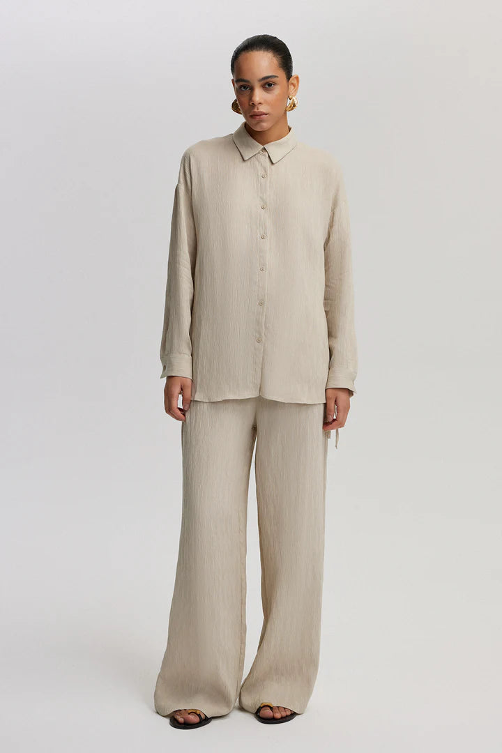 TIE DETAILED SHIRT TROUSER SET