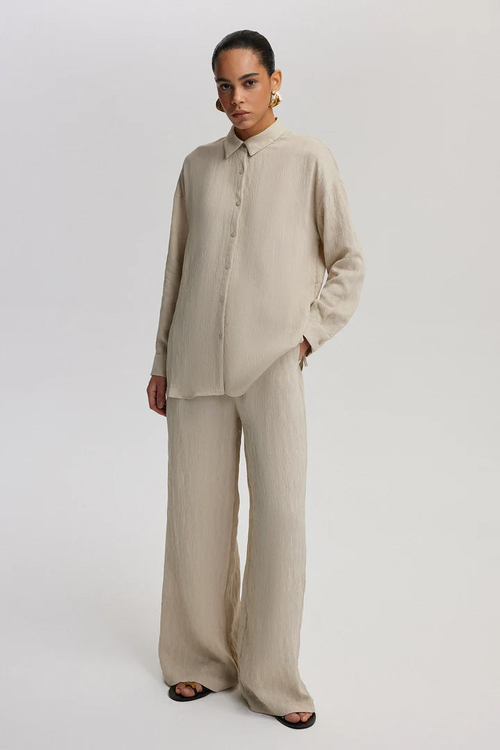 TIE DETAILED SHIRT TROUSER SET