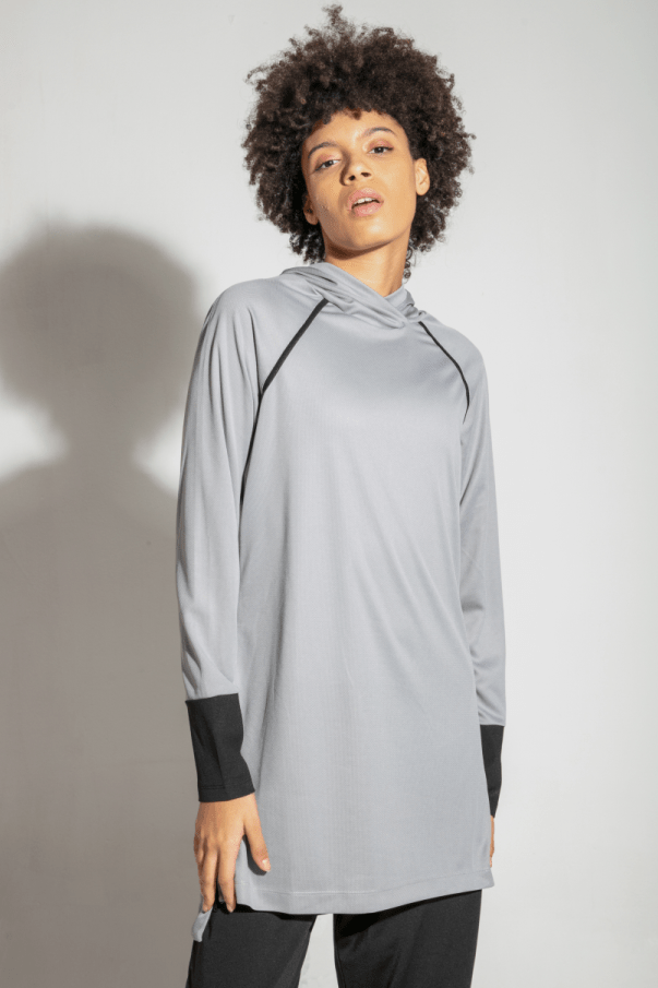 Side zippered Hooded Quick Dry Sweatshirt – Light Gray