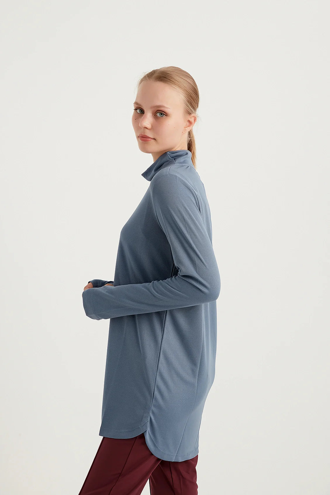 GYM-FIT High Neck Quick Dry Top – Indigo