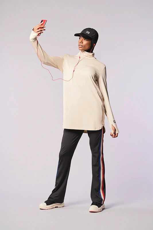 GYM-FIT High Neck Quick Dry Top – Beige