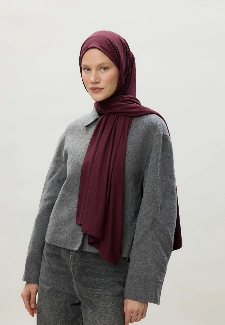 Jersey Cotton Hijab-Dark Claret Red