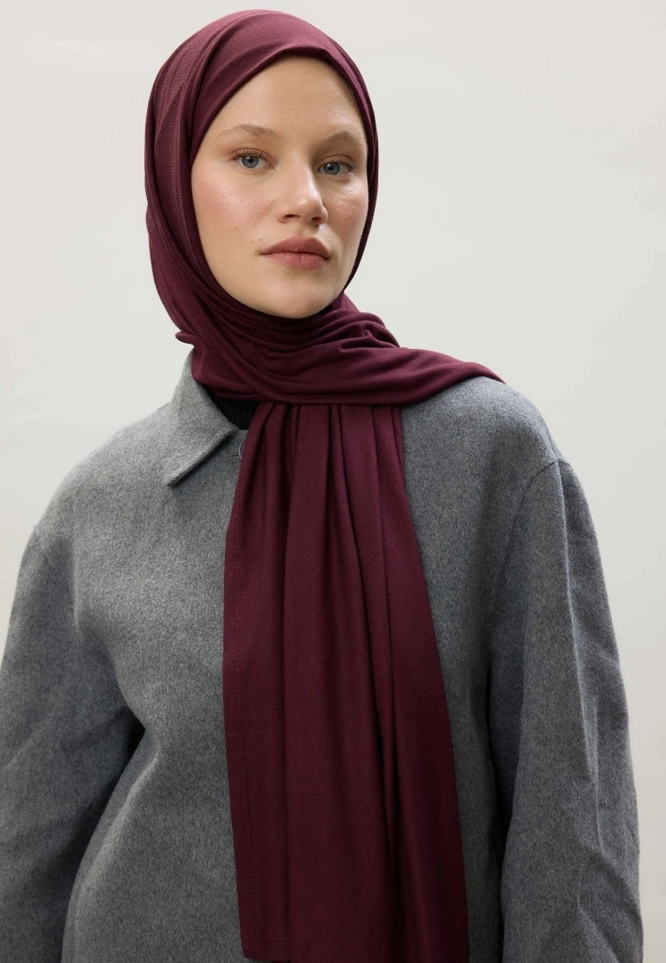 Jersey Cotton Hijab-Dark Claret Red