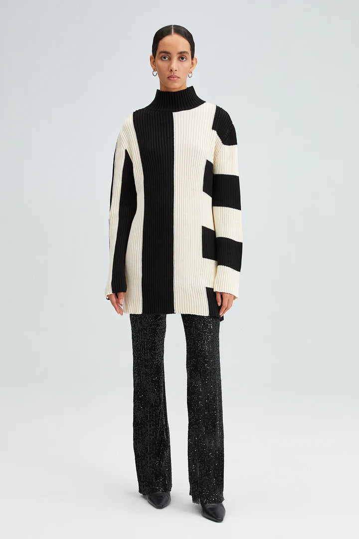 ASYMMETRIC STRIPED SWEATER