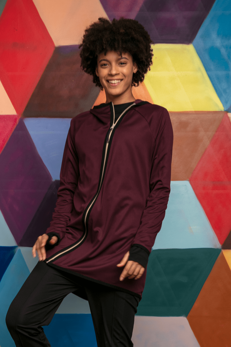 AURA-TECH Zippered Quick Dry Top – Burgundy