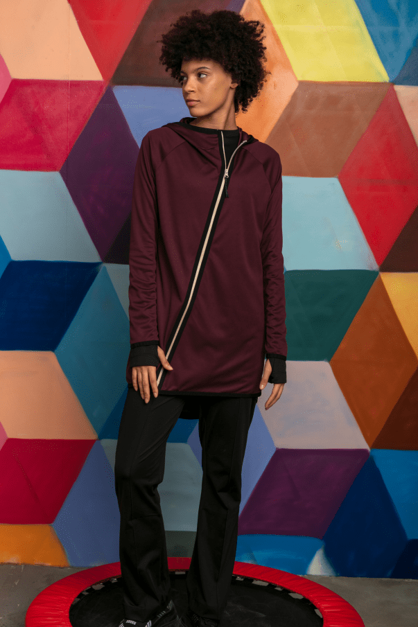 AURA-TECH Zippered Quick Dry Top – Burgundy