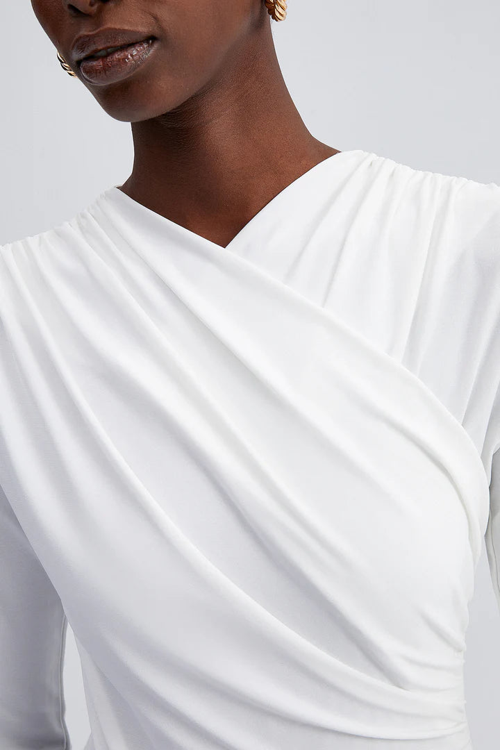 DRAPED BODYSUIT - White