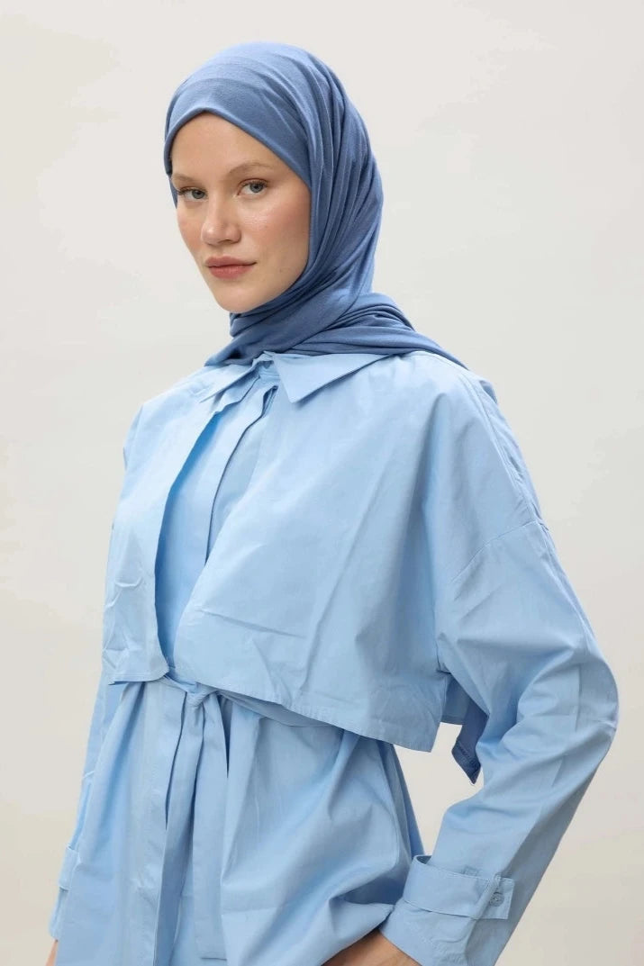 Jersey Cotton Hijab-Denim Blue