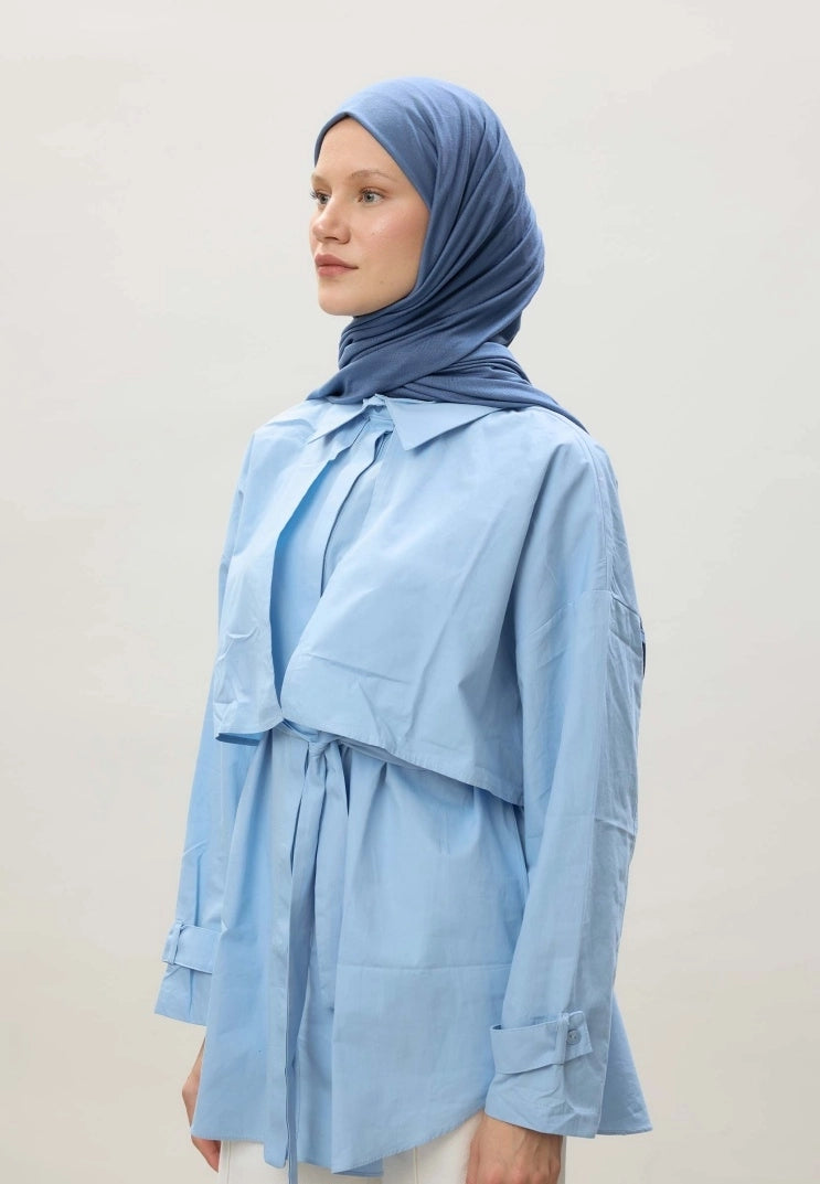 Jersey Cotton Hijab-Denim Blue