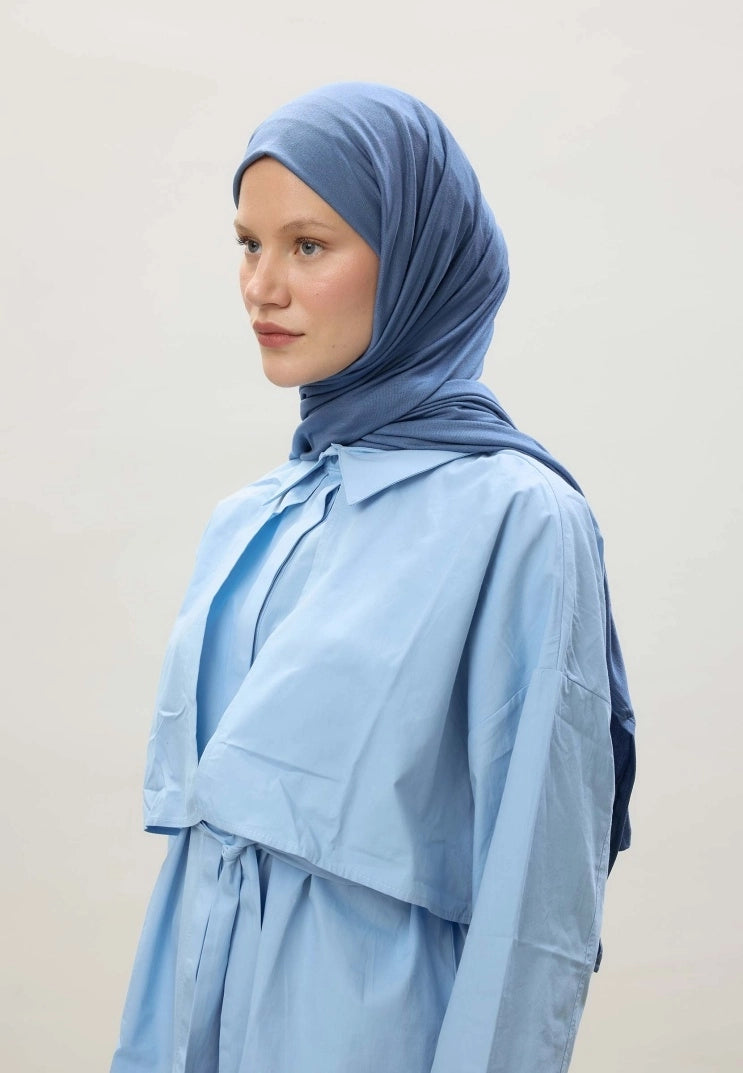 Jersey Cotton Hijab-Denim Blue