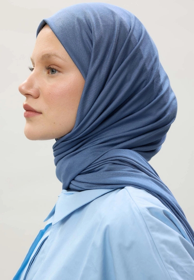 Jersey Cotton Hijab-Denim Blue