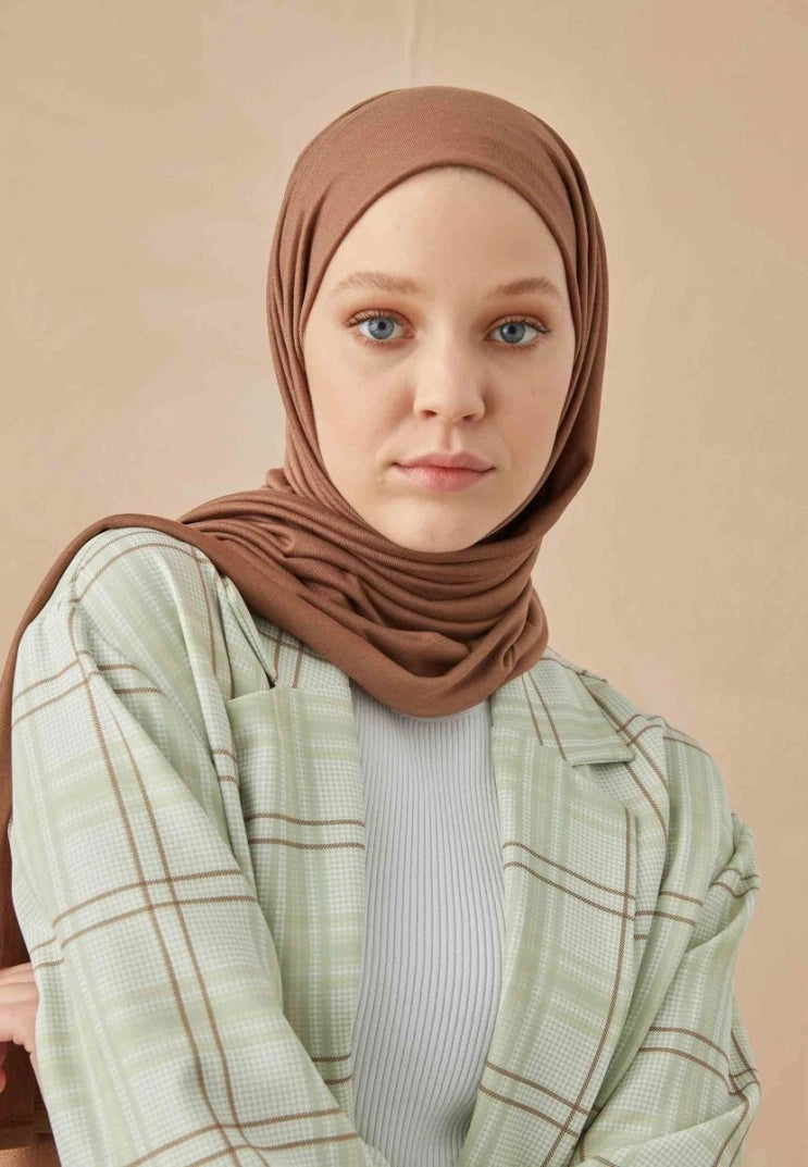 Jersey Cotton Hijab-Hazelnut Shell