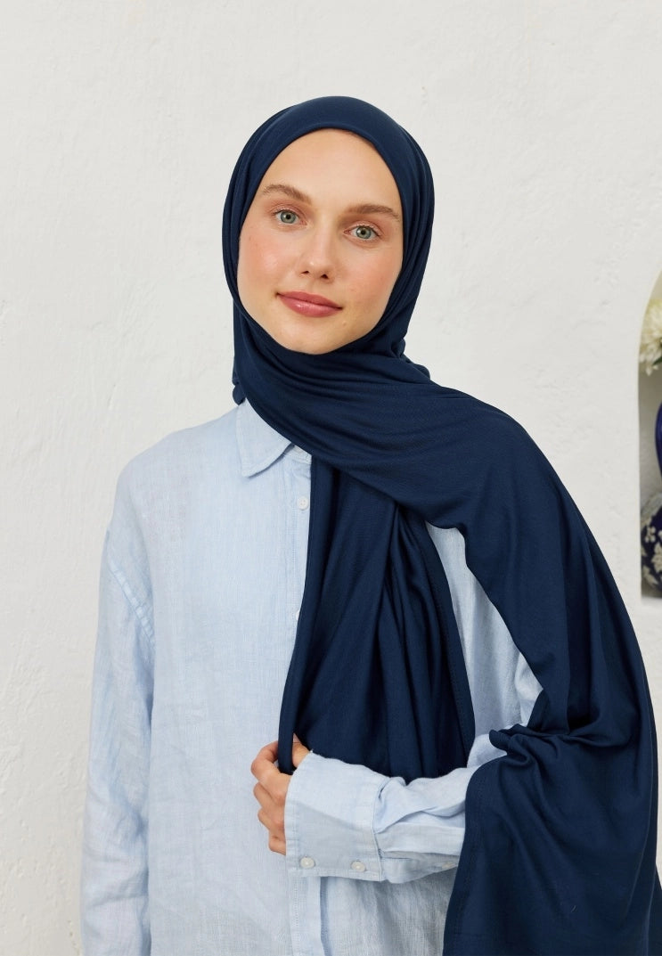 Jersey Cotton Hijab-Light Navy Blue