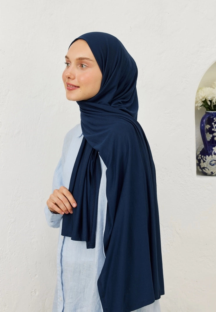 Jersey Cotton Hijab-Light Navy Blue