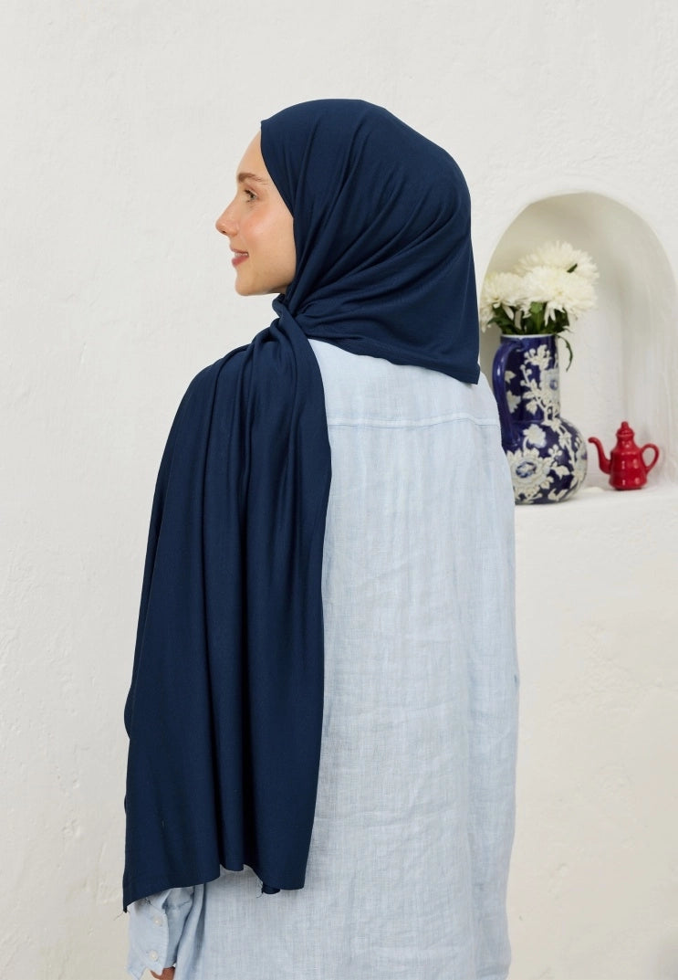 Jersey Cotton Hijab-Light Navy Blue