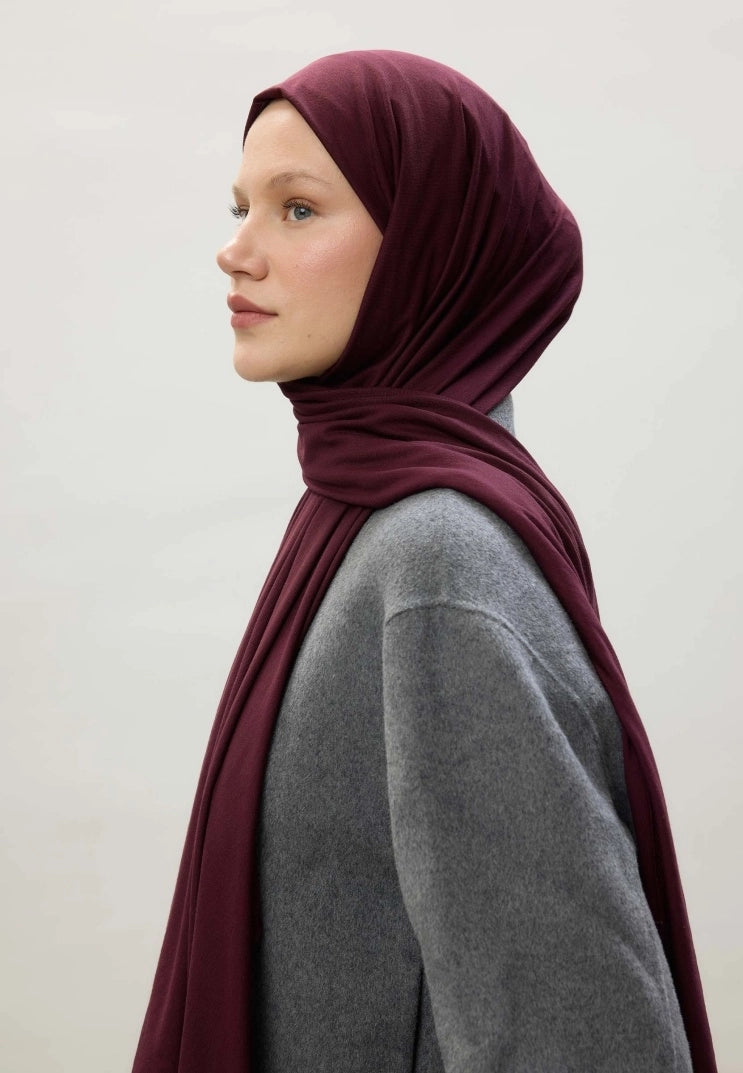 Jersey Cotton Hijab-Dark Claret Red