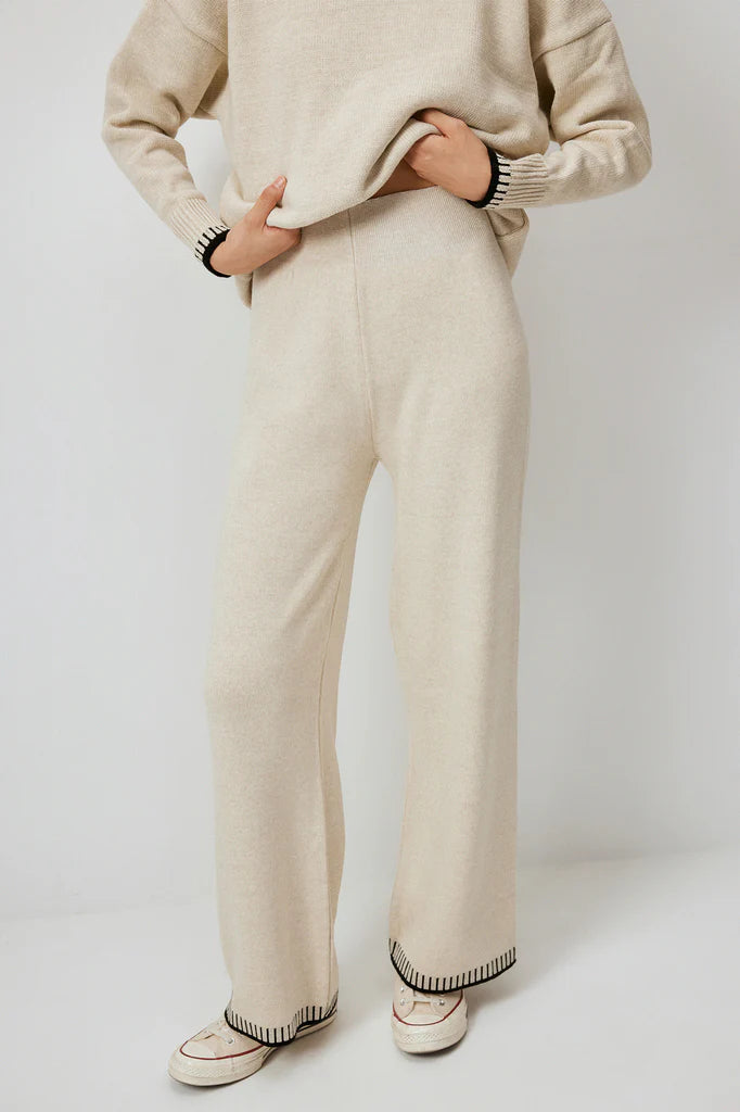 KNITWEAR SET WITH STITCH DETAIL - CREAM