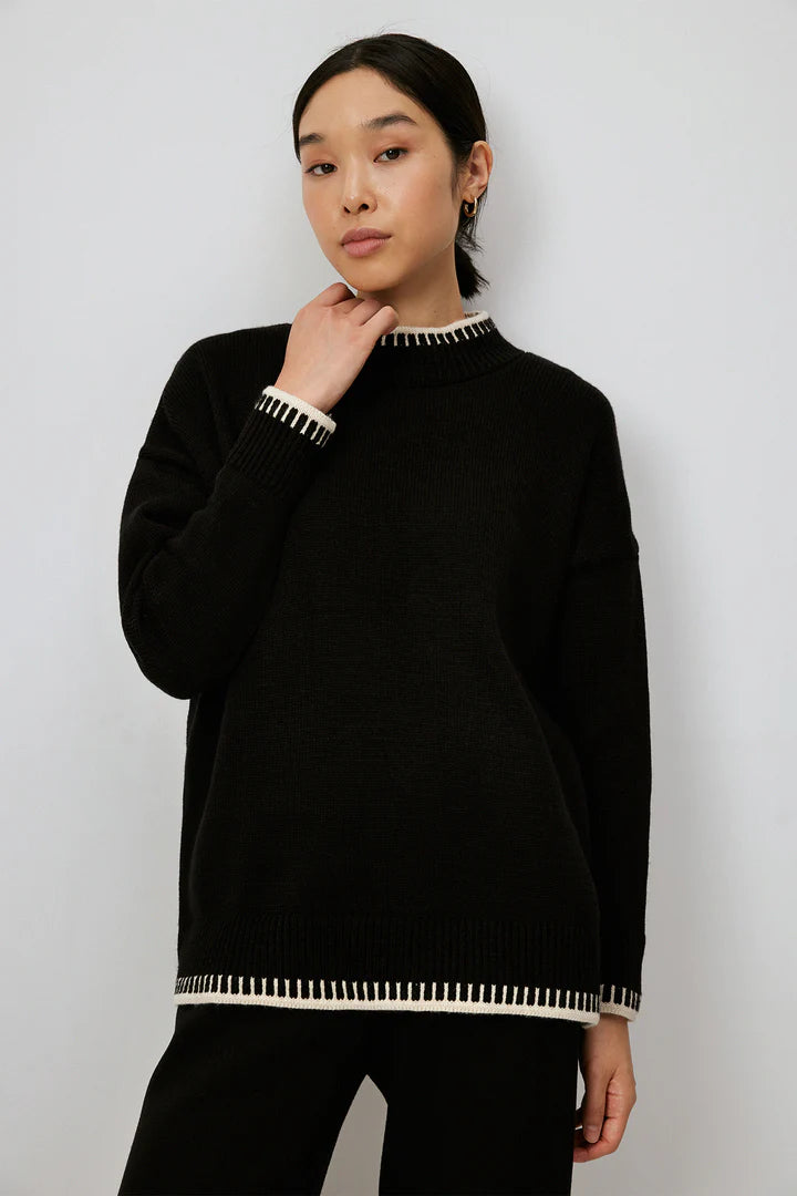 KNITWEAR SET WITH STITCH DETAIL - BLACK