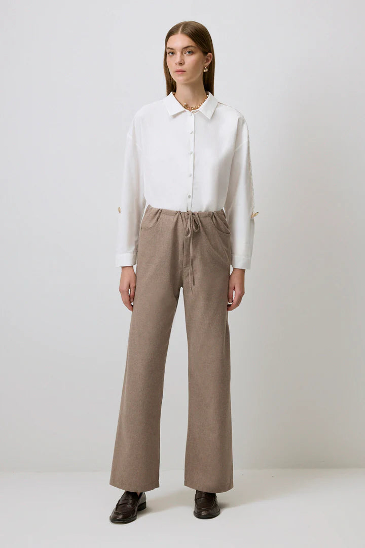 LACED RELAX FIT TROUSERS - MINK