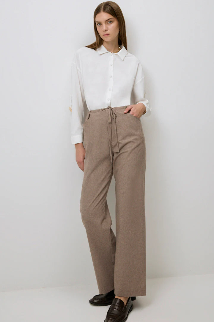 LACED RELAX FIT TROUSERS - MINK