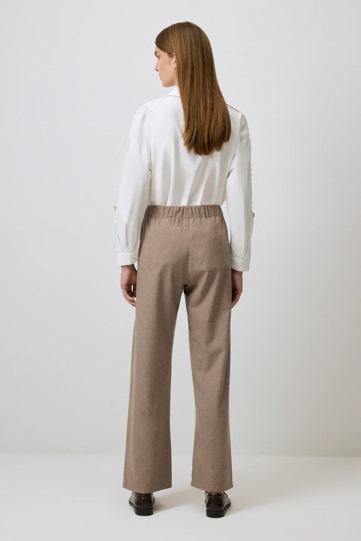 LACED RELAX FIT TROUSERS - MINK