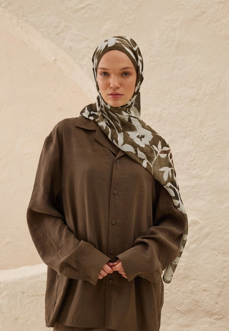 PETUNIA PATTERN RAMI MODAL HIJAB - EARTH