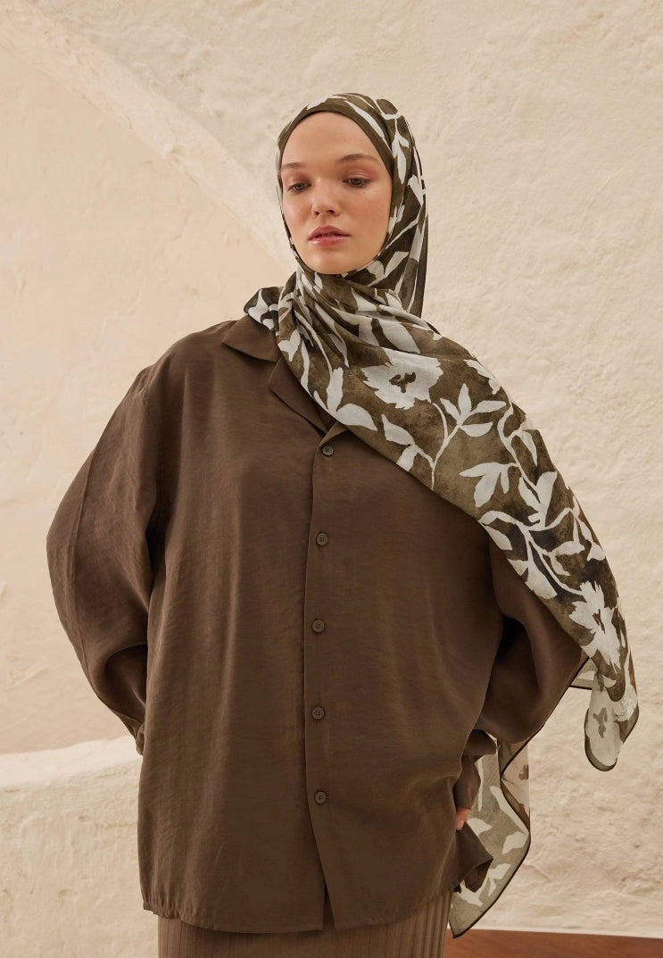 PETUNIA PATTERN RAMI MODAL HIJAB - EARTH