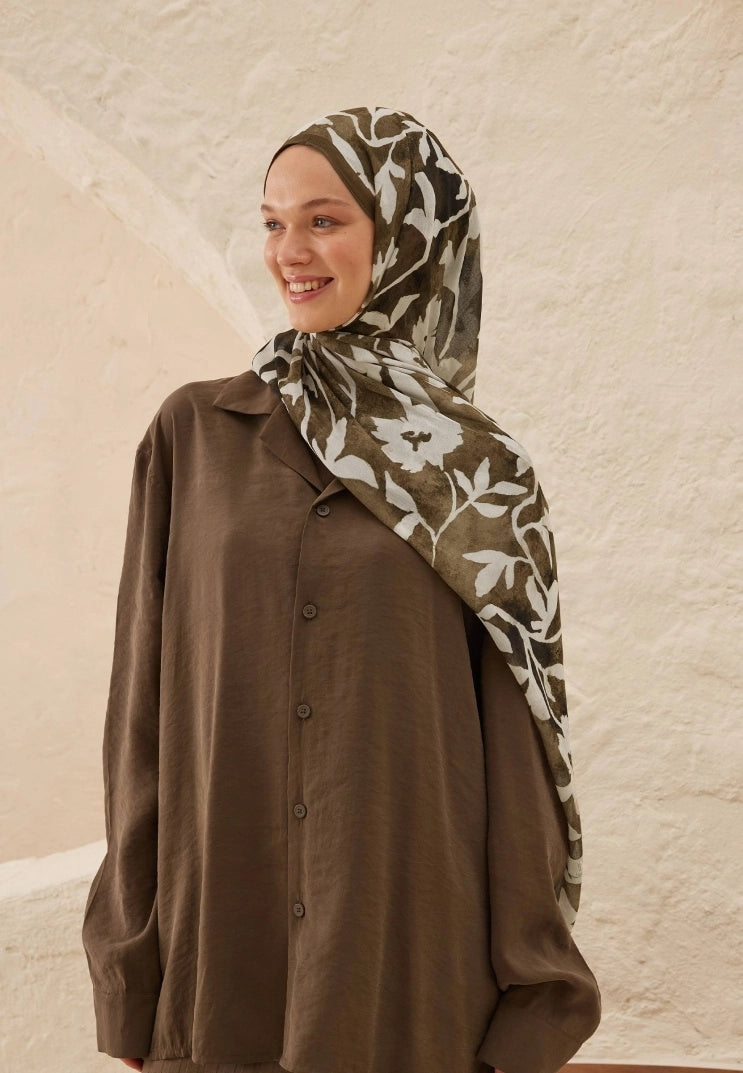 PETUNIA PATTERN RAMI MODAL HIJAB - EARTH