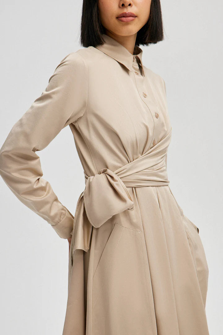 SHIRT DRESS WITH TIE DETAIL