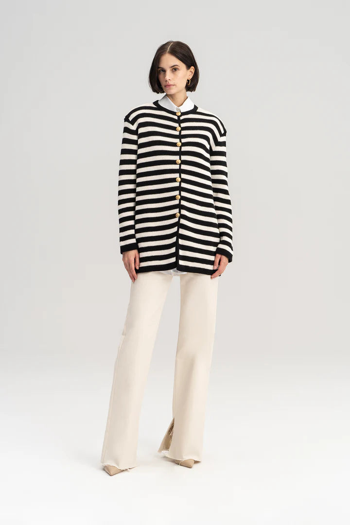 STRIPED CARDIGAN WITH GOLD BUTTONS