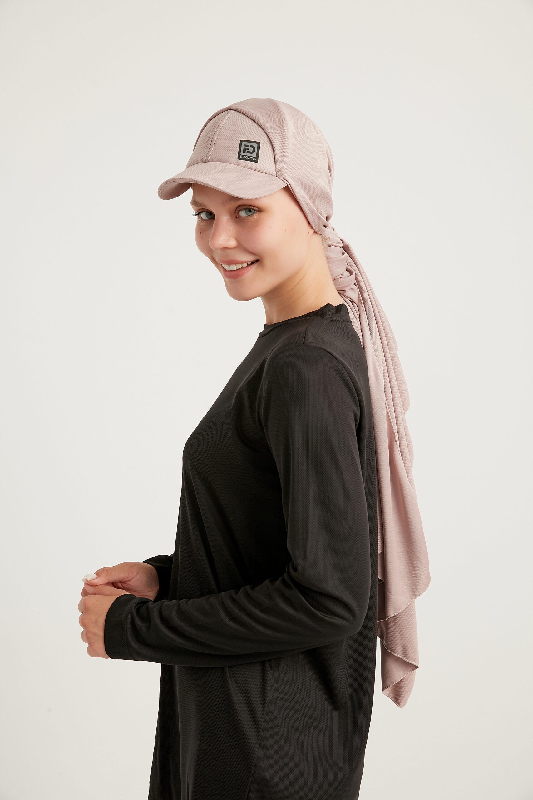 STYLE-HIJAB Capped Sports Shawl – Powder Pink