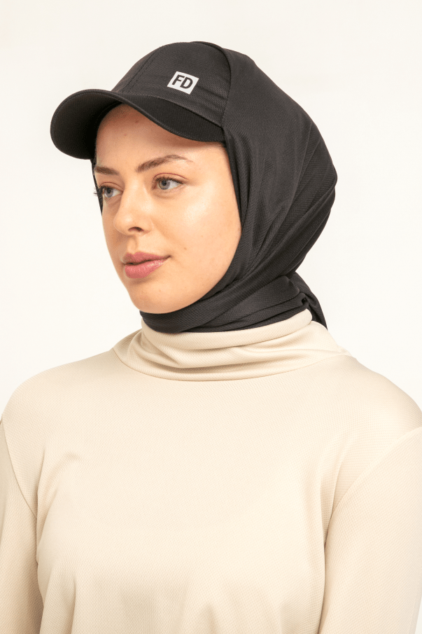 STYLE-HIJAB Capped Sports Shawl – Black