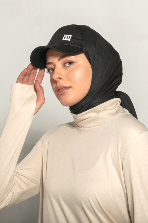 STYLE-HIJAB Capped Sports Shawl – Black