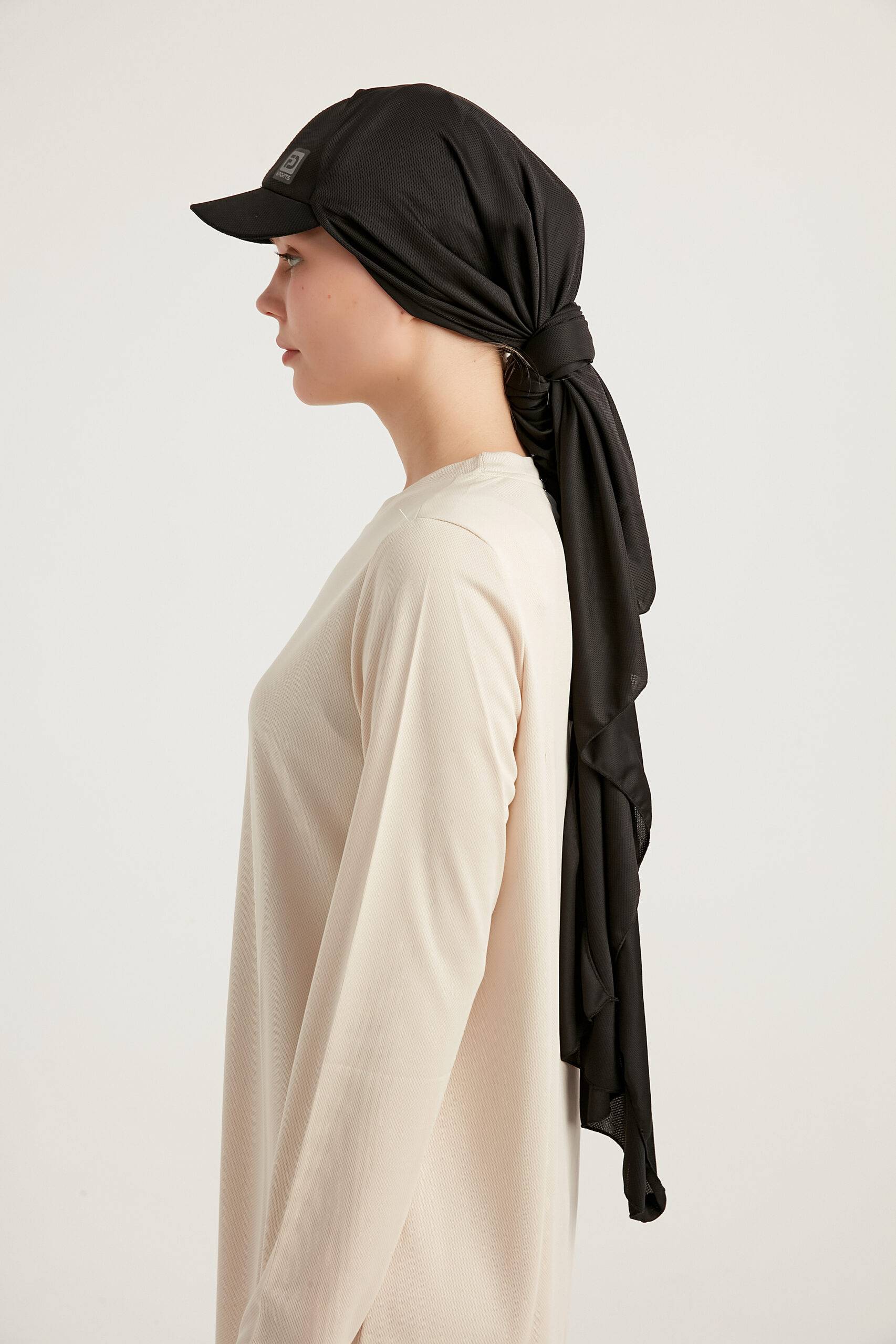 STYLE-HIJAB Capped Sports Shawl – Black