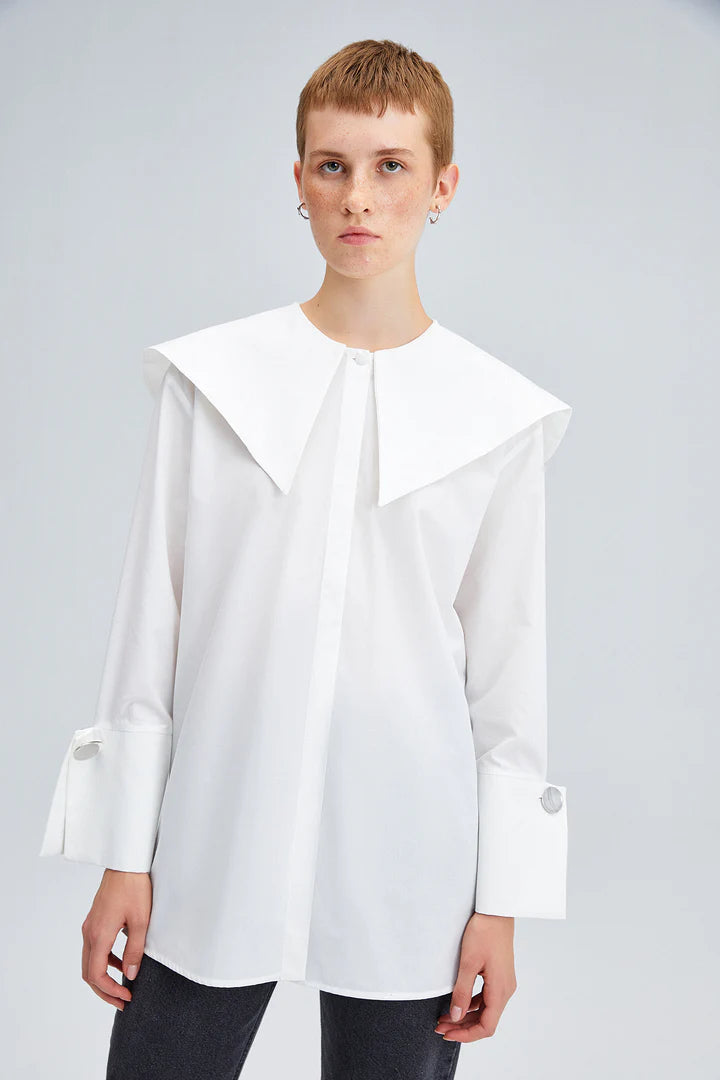 WIDE NECK POPLIN SHIRT