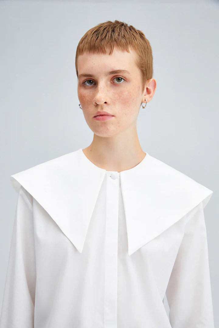 WIDE NECK POPLIN SHIRT