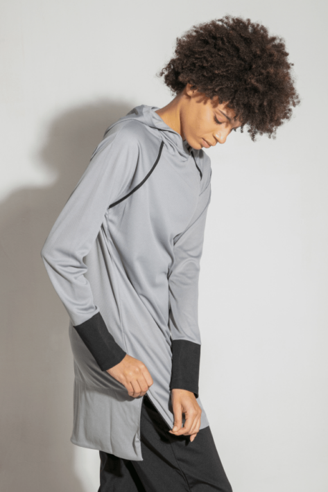 Side zippered Hooded Quick Dry Sweatshirt – Light Gray